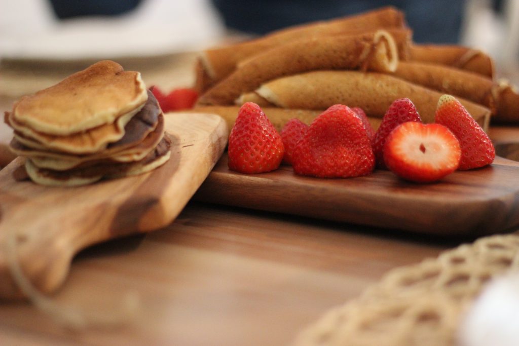 Strawberry fruit on brown wooden board 53483